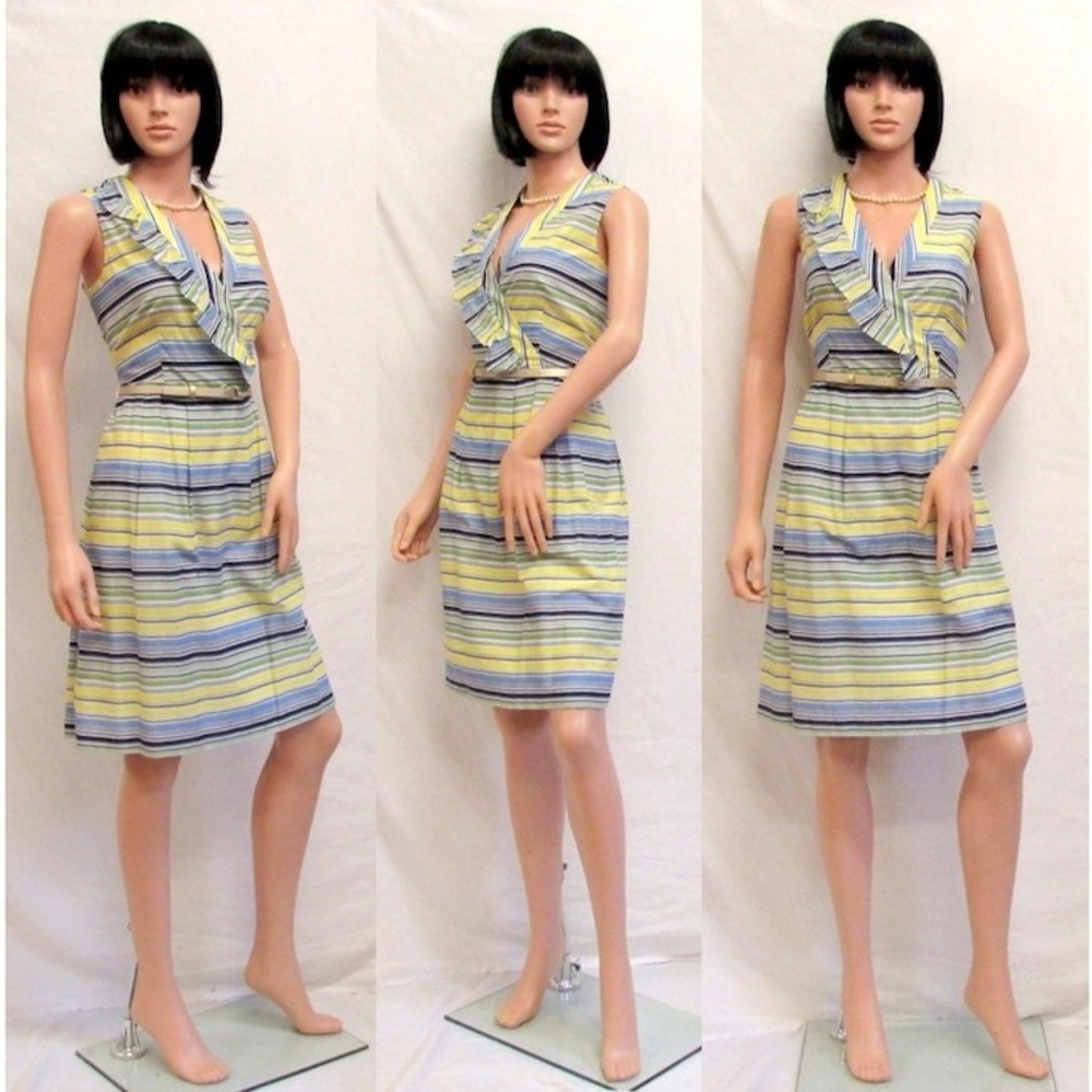 ALEX MARIE Garden Jubilee Cornflower Daffodil "Francesca" Sleeveless Dress 4 New